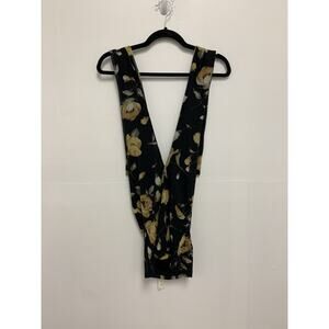 New Anthropologie Black Mesh Floral Halter Top Size Medium